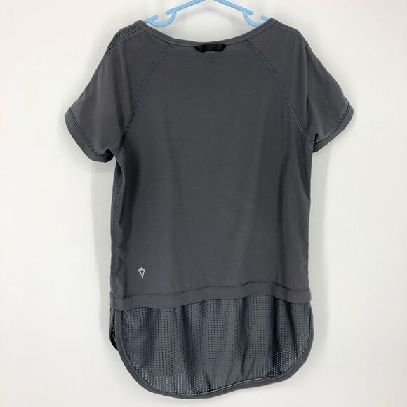 Ivivva Lululemon Shirt Girls 10 Gray Short Sleeve Curve Hem Mesh - Picture 6 of 13